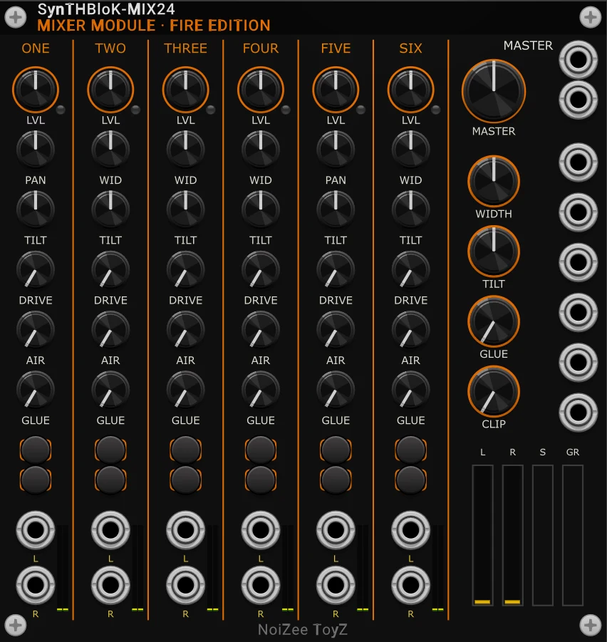 SynTHBloK-MIX24 Fire Edition VCV Rack module front panel